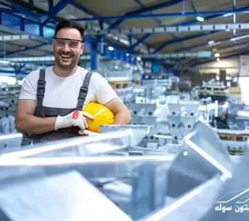 نصب اسکلت فلزی سوله کارخانه با جرثقیل و قطعات سازه‌ای رنگ‌آمیزی شده